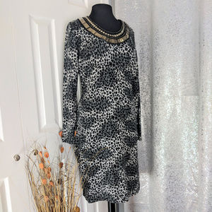 🆕 Sioni Cheetah Dress Gray & Black Sz L